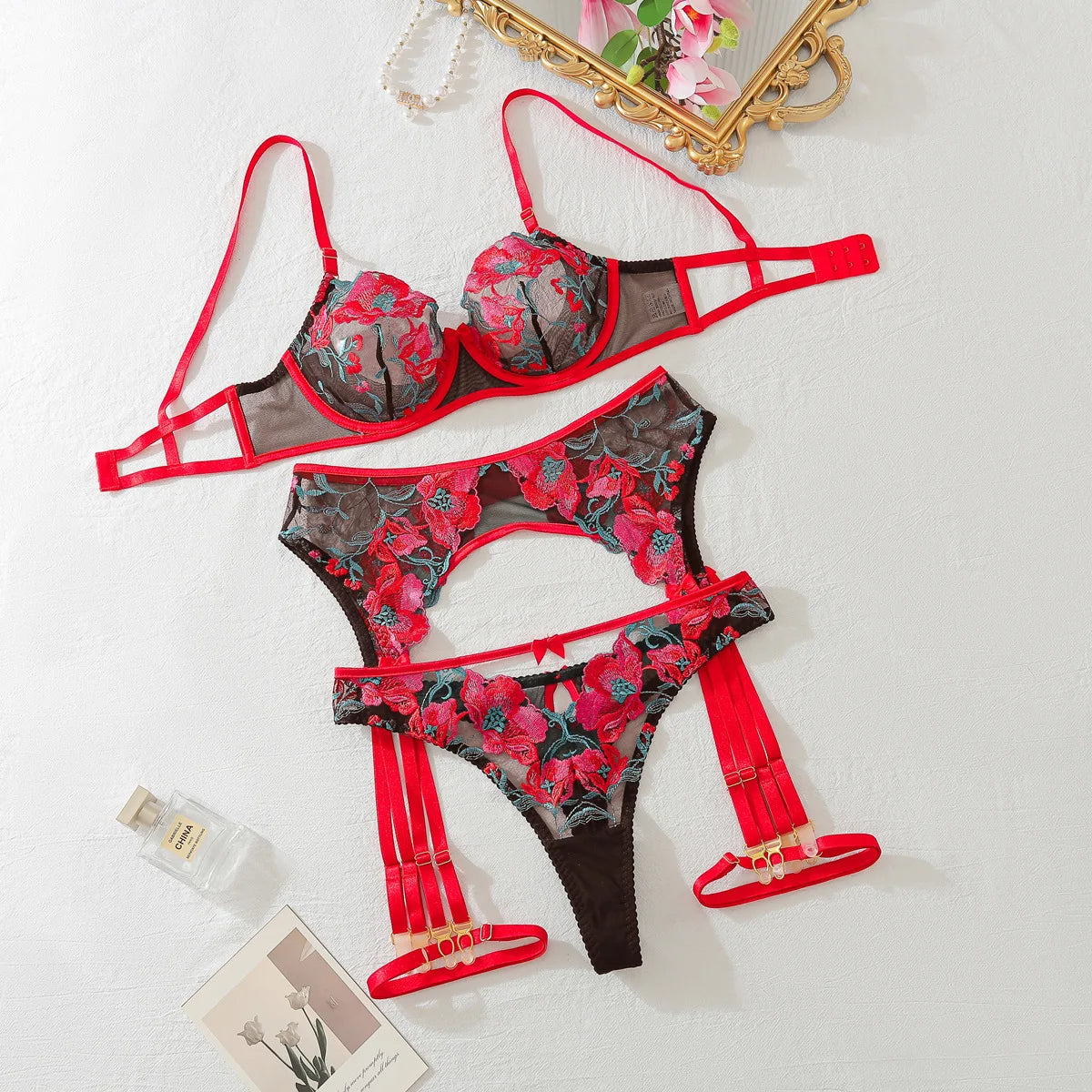 Komplet Crimson Velvet Bloom